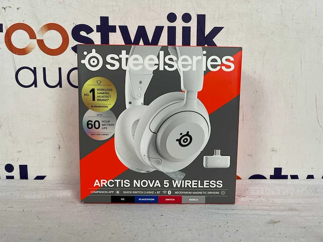 Steelseries arctis nova 5 wireless - draadloze gaming headset - wit - - afbeelding 2 van  3