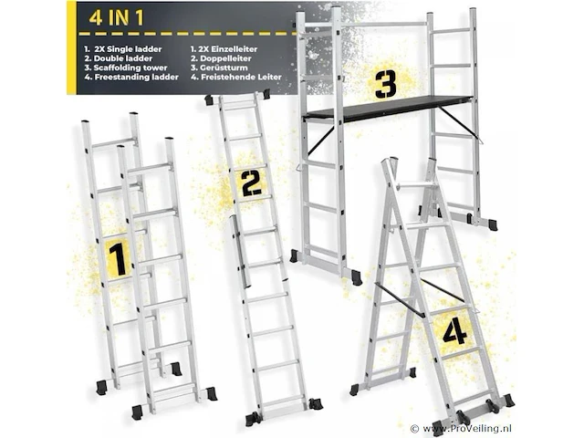 Steiger - multifuncitionele ladder - ladderrek - werkblad - werkplatform - 4 in 1 - afbeelding 4 van  13