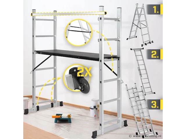 Steiger - multifuncitionele ladder - ladderrek - werkblad - werkplatform - 4 in 1 - afbeelding 12 van  13