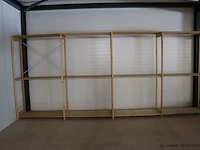 Stelling, hout - 5x staanders van 49x2,7x209cm & 23x liggers van 117x1,8x49cm - afbeelding 2 van  5
