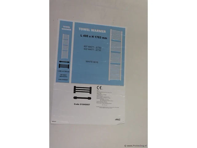 Stelrad handdoekradiator - 49,5x176,3cm| wit | nieuw in doos - afbeelding 3 van  3