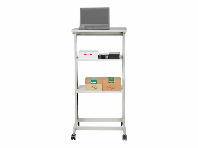 Stier verrijdbare pc-werktafel 1180 mm hoog x 600 mm breed x 500 mm diep, grijs - afbeelding 2 van  5