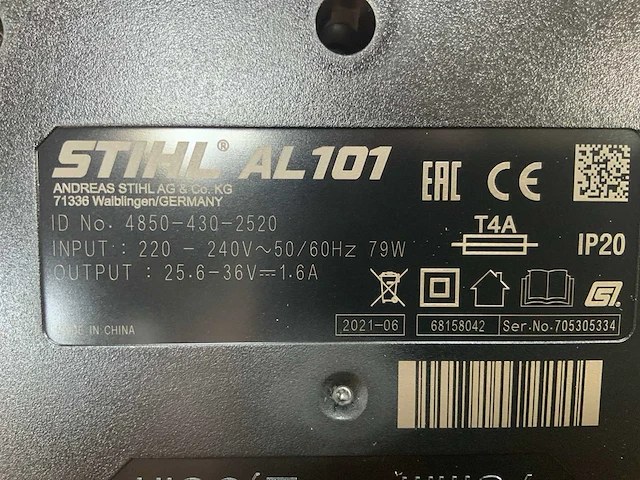 Stihl al101 acculader - afbeelding 3 van  5