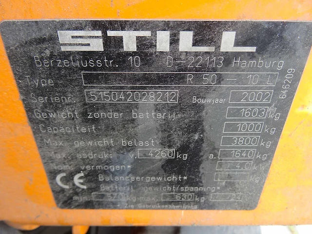 Still - 2002 - r50-10 l - vorkheftruck elektrisch - afbeelding 5 van  15