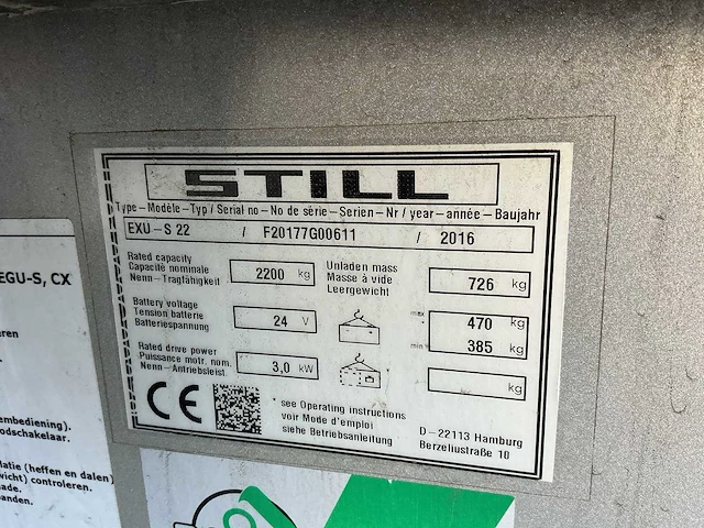 Still - exu-s22 - elektrische pallettrucks - 2016 - afbeelding 2 van  10