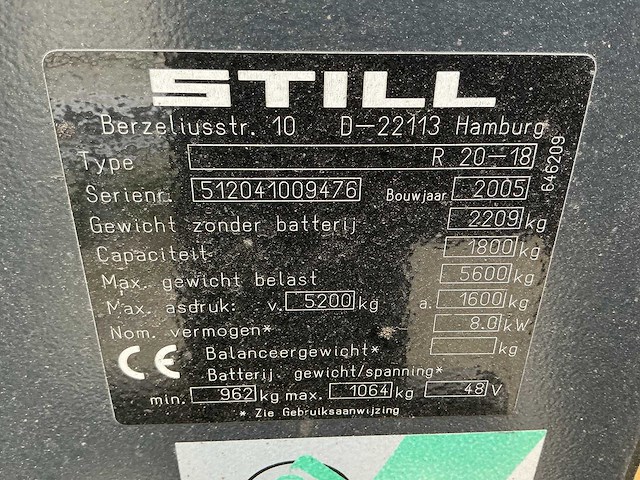 Still - r20-18 - vorkheftrucks - 2005 - afbeelding 9 van  9