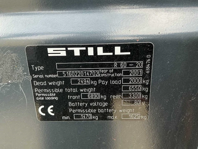 Still - r60-20 - forklift trucks - 2001 - afbeelding 3 van  11