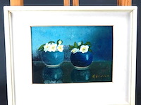 Stilleven in passe-partout en houten lijst - afbeelding 1 van  5