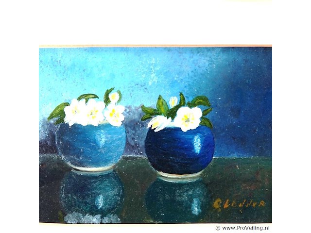 Stilleven in passe-partout en houten lijst - afbeelding 2 van  5