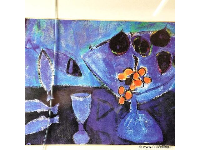 Stilleven in passe-partout, in houten lijst, achter glas - afbeelding 3 van  5