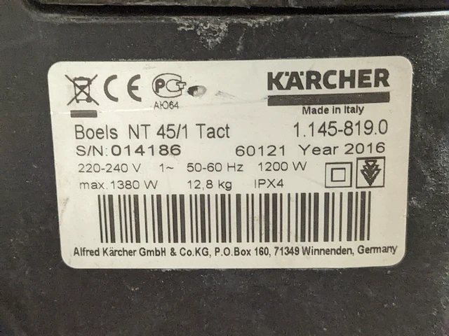 Stof-/waterzuiger - 45l - 230v, kärcher, nt45/1 tact, 2017 - afbeelding 8 van  9