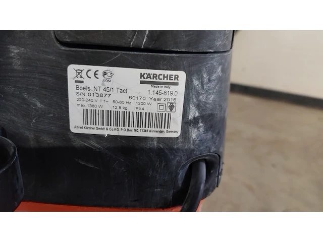 Stof-/waterzuiger - 45l - 230v kärcher, nt45/1 tact, bouwjaar 2016 - afbeelding 8 van  8