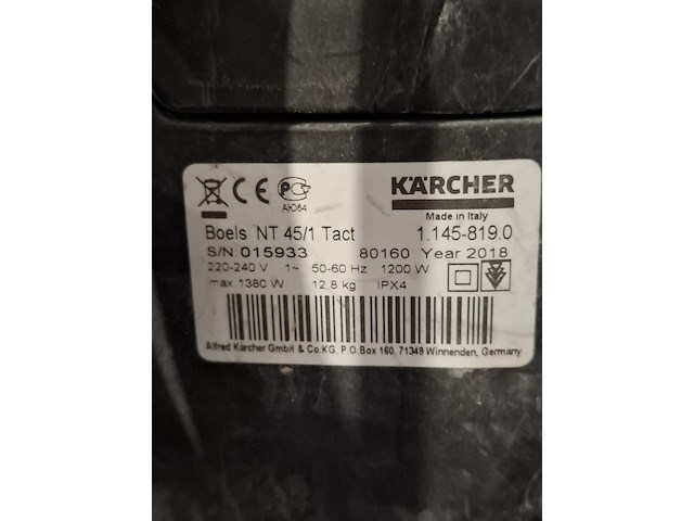 Stof-/waterzuiger - 45l - 230v kärcher, nt45/1 tact, bouwjaar 2018 - afbeelding 5 van  5
