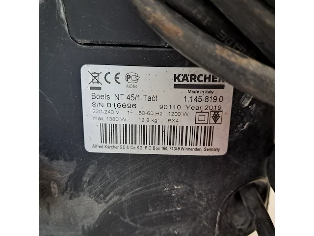 Stof-/waterzuiger - 45l - 230v kärcher, nt45/1 tact, bouwjaar 2019 - afbeelding 6 van  6