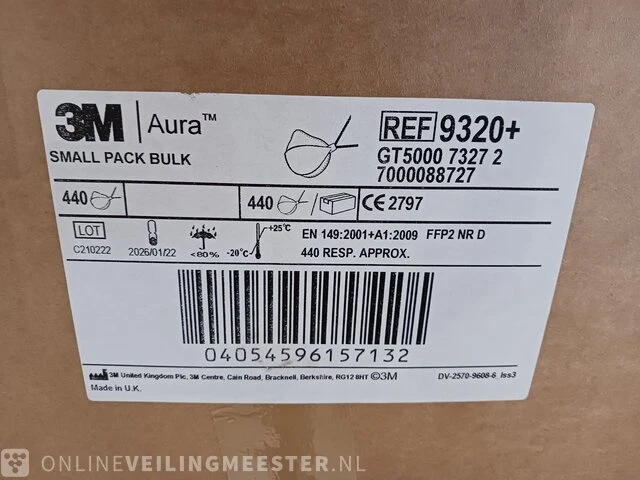 Stofmasker 3m, ffp2 3m aura 9320+, wit - afbeelding 4 van  4