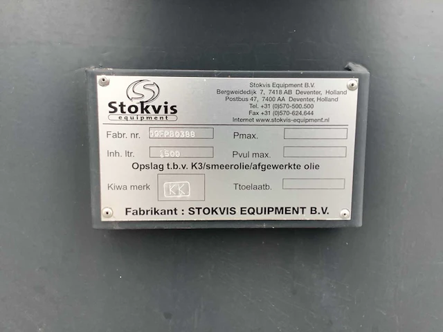 Stokvis 1500 olietank/olie opslag - afbeelding 6 van  7