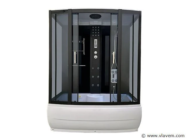 Stoomcabine met massagebad - rechthoekig - wit bad met zwarte cabine 170x85x220 cm - afbeelding 1 van  5