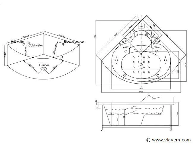 Stoomcabine met massagebad - rechthoekig - wit bad met zwarte cabine 170x85x220 cm - afbeelding 7 van  12