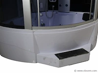Stoomcabine met whirlpool massagebad - halfrond - wit bad met witte cabine 150x150x220cm - afbeelding 3 van  8