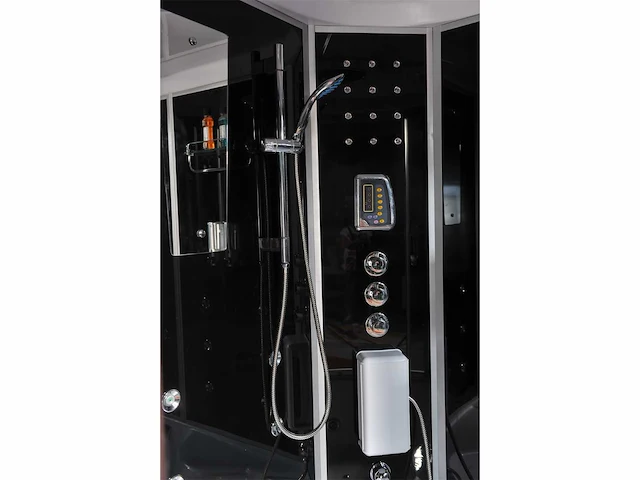 Stoomcabine met whirlpool massagebad - halfrond - wit bad met zwarte cabine - 150x150x220 cm - afbeelding 9 van  14