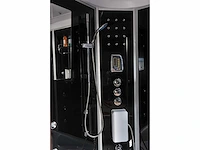 Stoomcabine met whirlpool massagebad - halfrond - wit bad met zwarte cabine - 150x150x220 cm - afbeelding 9 van  14