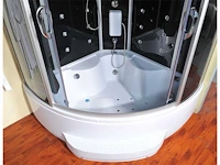 Stoomcabine met whirlpool massagebad - halfrond - wit bad met zwarte cabine - 150x150x220 cm - afbeelding 2 van  14