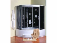 Stoomcabine met whirlpool massagebad - halfrond - wit bad met zwarte cabine - 150x150x220 cm - afbeelding 13 van  14
