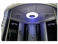 Stoomcabine met whirlpool massagebad - halfrond - wit bad met zwarte cabine 150x150x220 cm - afbeelding 2 van  13