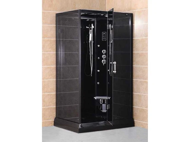 Stoomcabine rechthoekig - zwart 100x80x215 cm (rechtse opstelling) - afbeelding 4 van  4