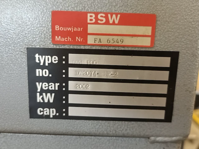 Straalkast, bsw, 100, 2002 - afbeelding 6 van  8