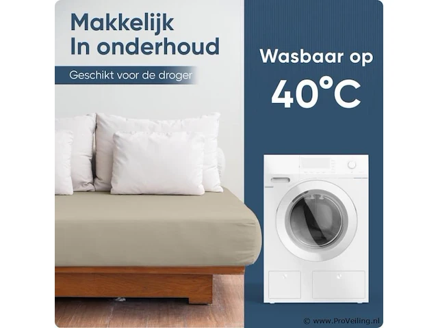 Stretch katoenen hoeslakens creme 140x200cm - afbeelding 5 van  7