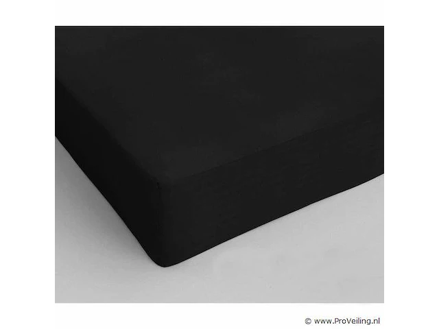 Stretch katoenen hoeslakens zwart 160/180x200cm - afbeelding 1 van  7