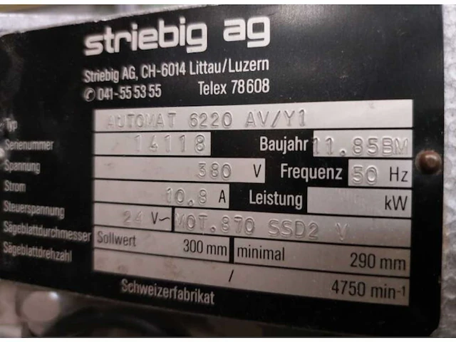 Striebig - 1985 - automat 6220av - verticale platenzaag - afbeelding 2 van  3
