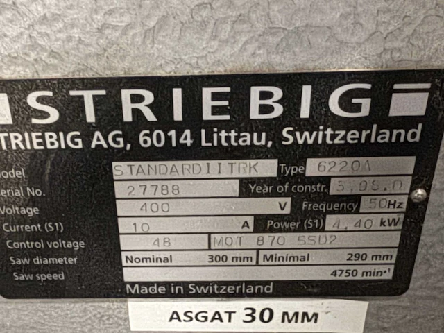 Striebig standard ii trk verticale platenzaag - afbeelding 8 van  9