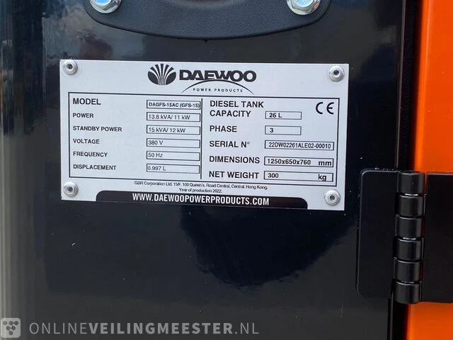 Stroomgenerator daewoo, dagfs-15ac - afbeelding 8 van  9