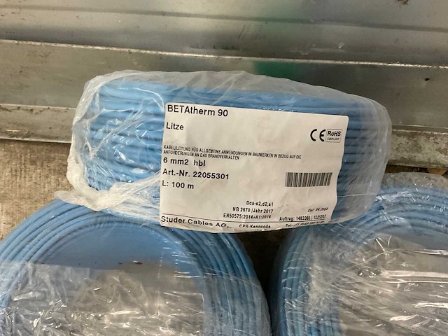 Studer cables enkelader hv betatherm 90 / : 6,0mm² blauw kabel (3x) - afbeelding 6 van  9