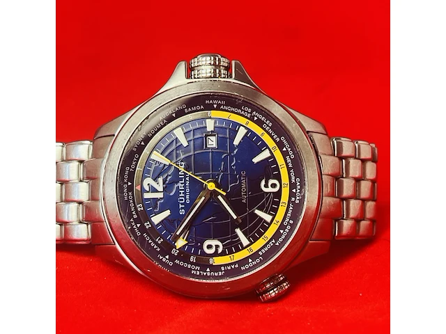 Stührling now voyager aviator worldtimer automatisch horloge - afbeelding 1 van  8