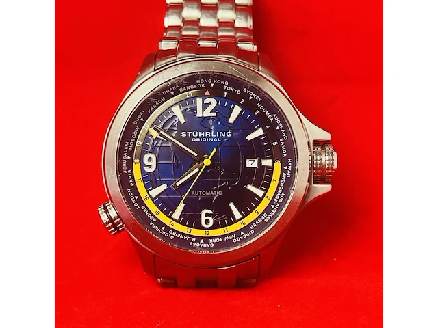 Stührling now voyager aviator worldtimer automatisch horloge - afbeelding 2 van  8