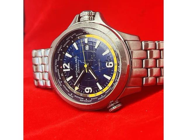 Stührling now voyager aviator worldtimer automatisch horloge - afbeelding 3 van  8