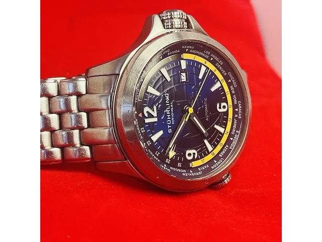 Stührling now voyager aviator worldtimer automatisch horloge - afbeelding 4 van  8