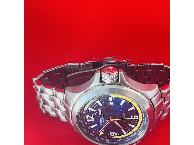 Stührling now voyager aviator worldtimer automatisch horloge - afbeelding 5 van  8