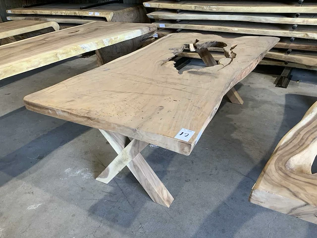 Suar houten boomstamblad tafel - afbeelding 1 van  7