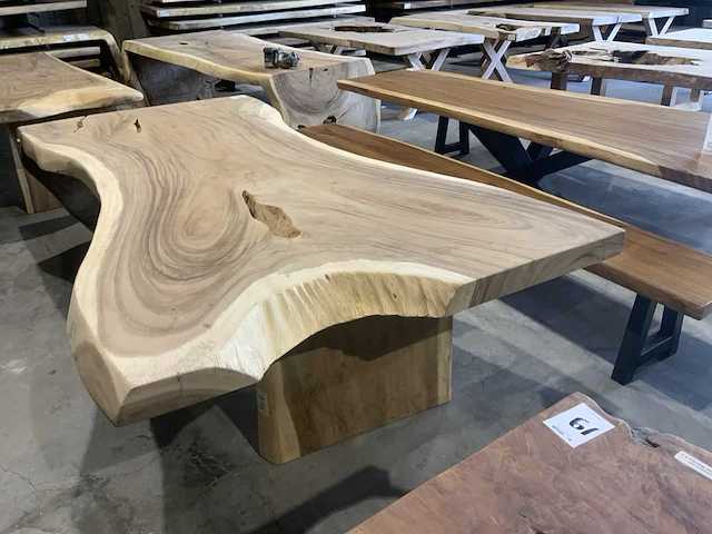 Suar houten boomstamblad tafel - afbeelding 3 van  6