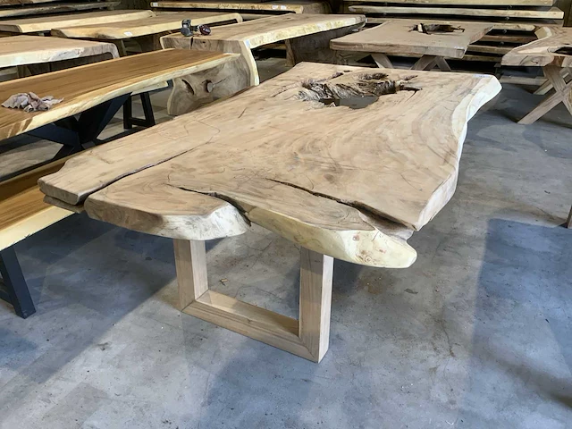Suar houten boomstamblad tafel - afbeelding 1 van  6