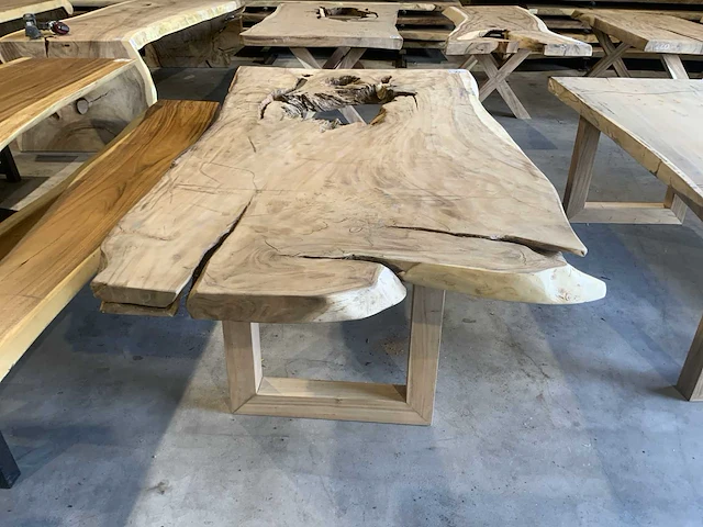 Suar houten boomstamblad tafel - afbeelding 2 van  6