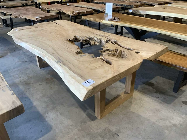 Suar houten boomstamblad tafel - afbeelding 3 van  6