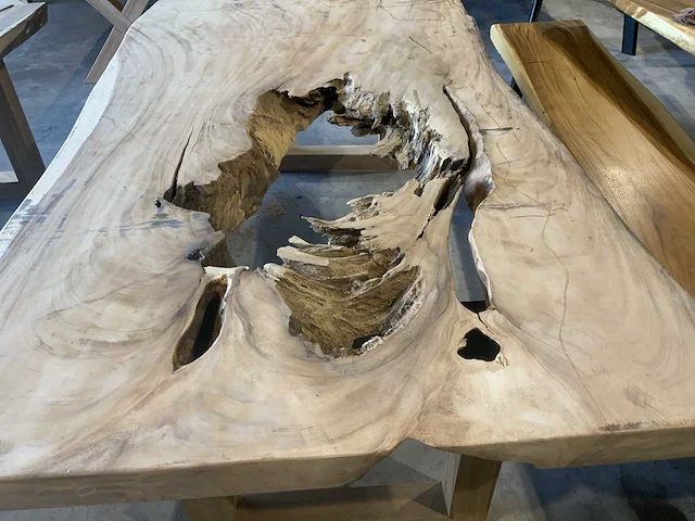 Suar houten boomstamblad tafel - afbeelding 4 van  6