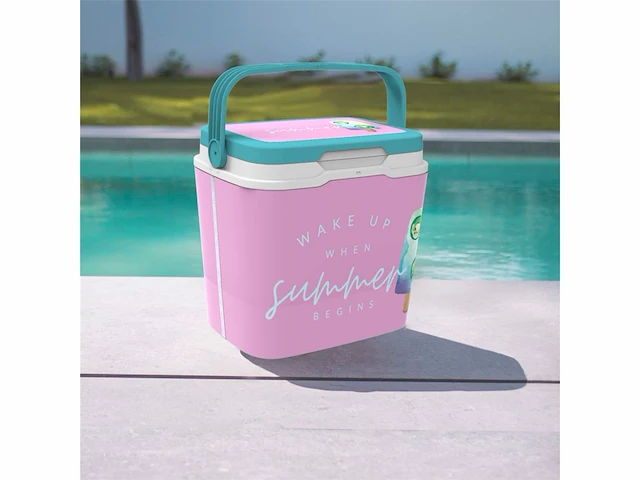 Summer begins draagbare koeltas 29 liter roze kunststof - afbeelding 3 van  5
