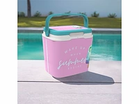 Summer begins draagbare koeltas 29 liter roze kunststof - afbeelding 3 van  5