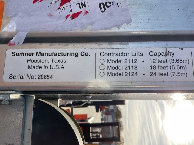 Sumner manufacturing 2118 materiaallift / kanaallift - afbeelding 2 van  10